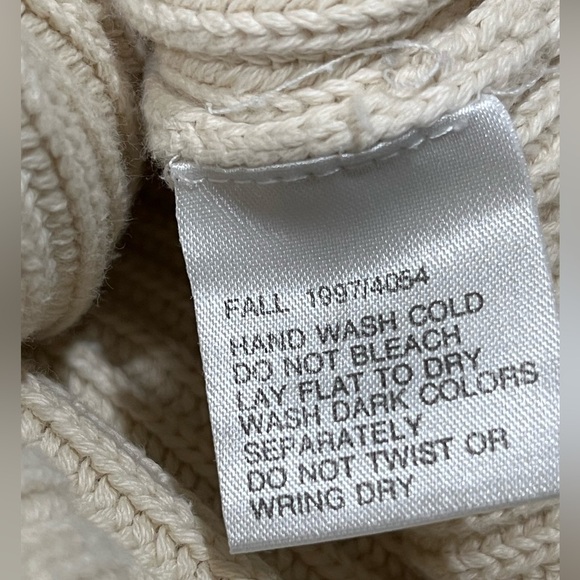 Timberland VINTAGE CREAM COTTON KNIT CREWNECK Ribbed Sweater, SIZE L - Picture 9 of 9